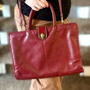 Vintage Capezio Wine Red Satchel Shoulder Bag with Star Charm